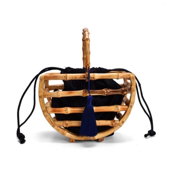 Bamboo Tassel Woven Bag Handmade - Image 3