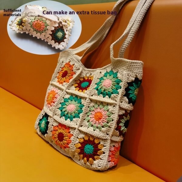 Zero Basic Learning Hand-woven Diy Material Retro Contrast Color Shoulder Bag - Image 5