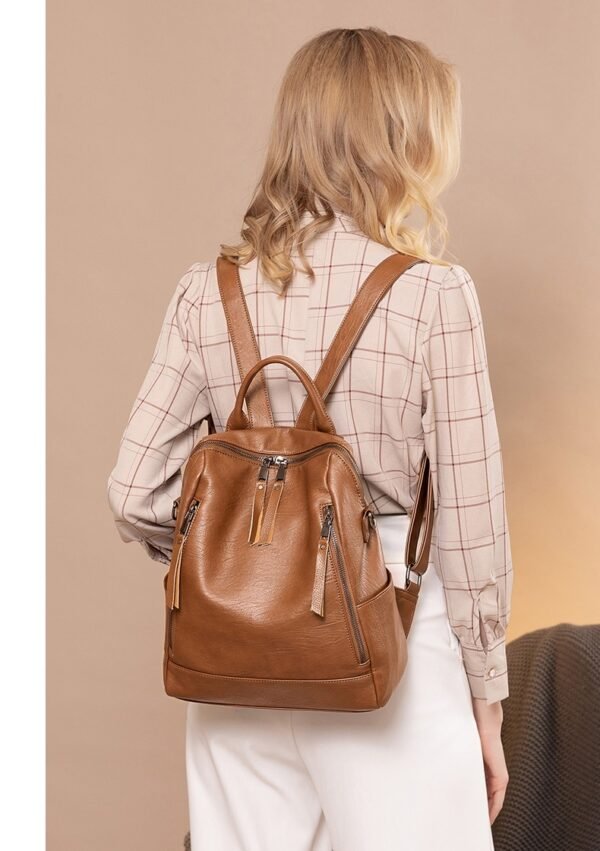 Women's Minimalist Leather Versatile Casual Backpack - Image 10