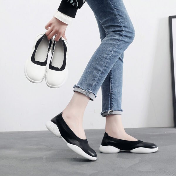 Women's Leather Low-cut Non-slip Soft Bottom Casual Flat Shoes - Image 2