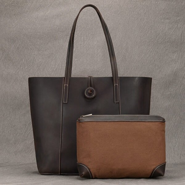 Women's Leather Commuter Hand-carrying Bag Large Capacity - Image 10