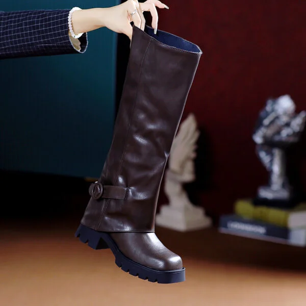 Autumn And Winter Belt Buckle Non-slip Chunky Heel Pants Boots - Image 5