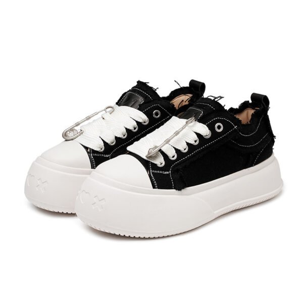 Women's Lace-up Canvas Shoes With Thick Sole - Image 4