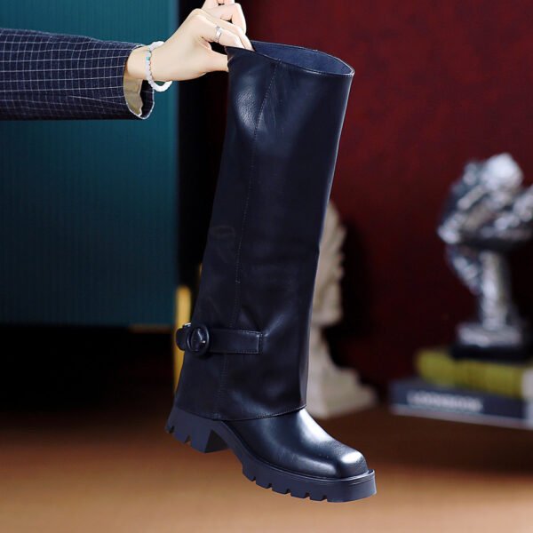 Autumn And Winter Belt Buckle Non-slip Chunky Heel Pants Boots - Image 7