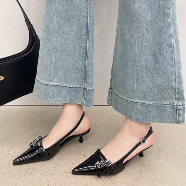 Ankle-strap High Heel Spring New Stylish Women's Shoes Pointed Belt Buckle Thin - Image 2