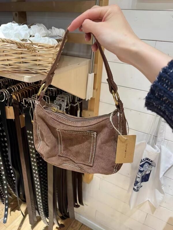 Women's Fashionable Simple Corduroy Shoulder Handbag - Image 10