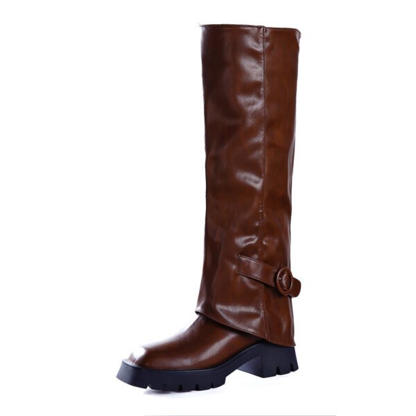 Autumn And Winter Belt Buckle Non-slip Chunky Heel Pants Boots - Image 6