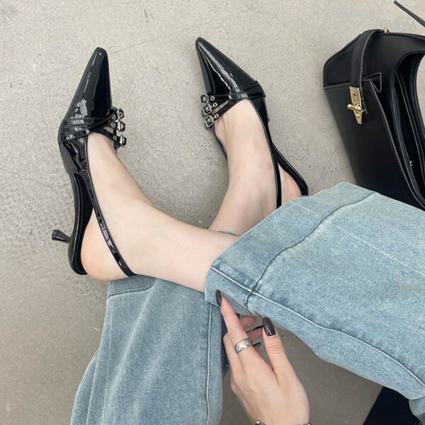 Ankle-strap High Heel Spring New Stylish Women's Shoes Pointed Belt Buckle Thin - Image 7