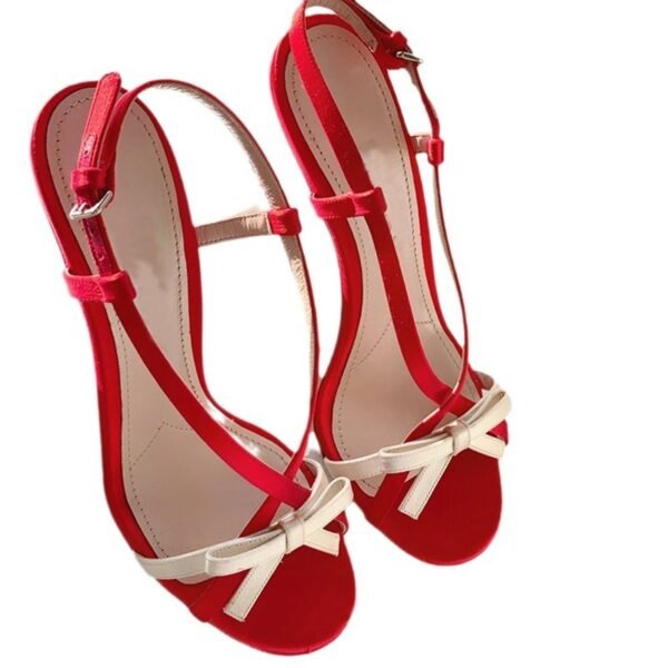 Women's Open Toe Stilettos Bow Buckle Sandals - Image 5