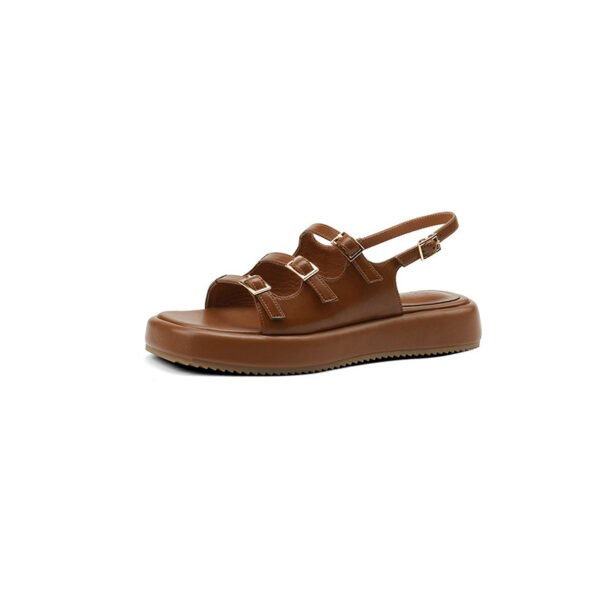 Women's Retro Roman Sandals With With Platform Belt Buckle - Image 5