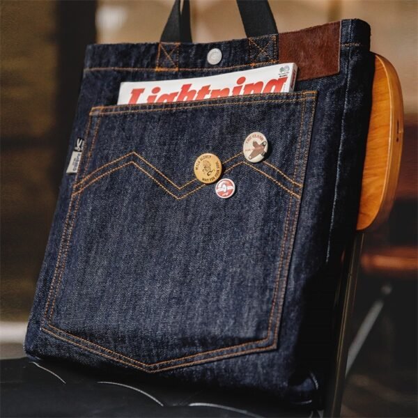 American Retro Denim Large Capacity Portable Shoulder Bag - Image 2