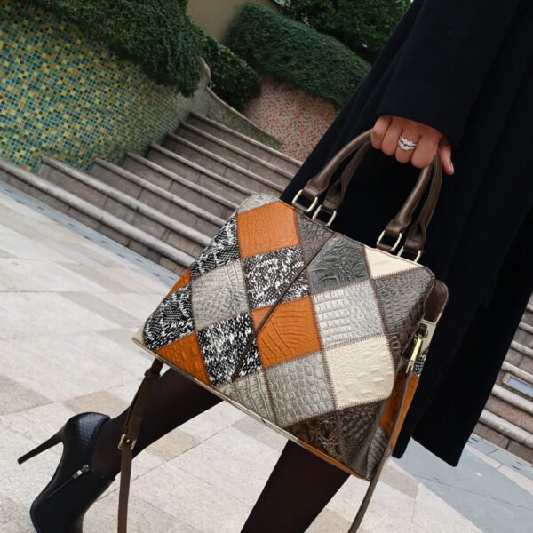 Women's Patchwork Contrast Color Shoulder Bag - Image 2