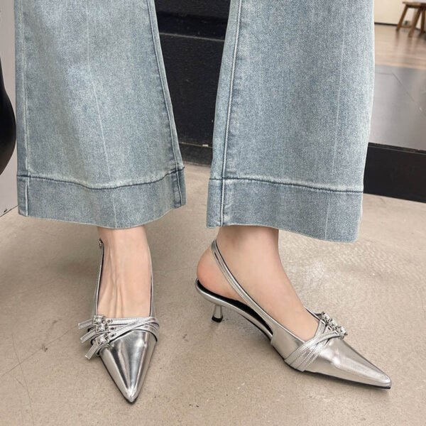 Ankle-strap High Heel Spring New Stylish Women's Shoes Pointed Belt Buckle Thin - Image 6