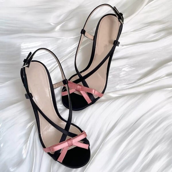 Women's Open Toe Stilettos Bow Buckle Sandals - Image 4