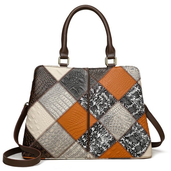 Women's Patchwork Contrast Color Shoulder Bag - Image 4