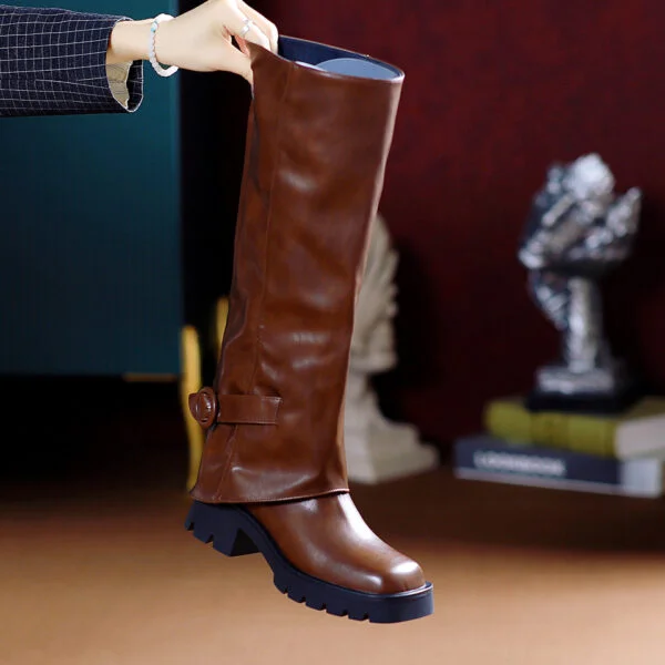 Autumn And Winter Belt Buckle Non-slip Chunky Heel Pants Boots - Image 3