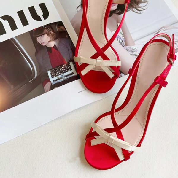 Women's Open Toe Stilettos Bow Buckle Sandals - Image 3