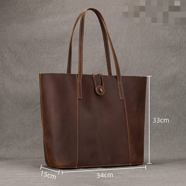 Women's Leather Commuter Hand-carrying Bag Large Capacity - Image 9