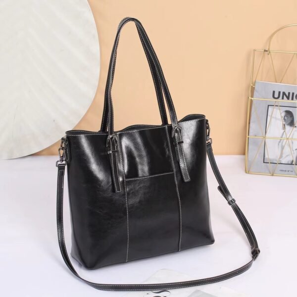 Big Bag Genuine Leather  Capacity Cowhide Messenger Bag Female Hand-held Tote - Image 7