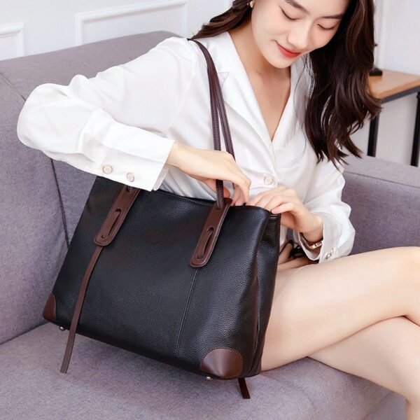 Women's One-shoulder Large Capacity High-grade Sense Leather Handbag - Image 7