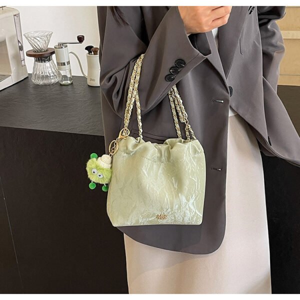 Women's Hand-carrying Drawstring Pleated Bucket Bag - Image 10