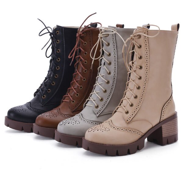 Women's New Chunky Heel Boots Strap - Image 2