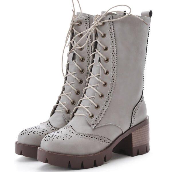 Women's New Chunky Heel Boots Strap - Image 4